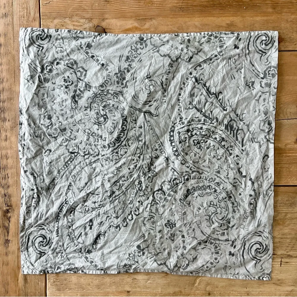 Restoration Hardware Antique Paisley Gray Print Euro Size Pillow Sham